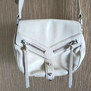 Light Beige Bokier Crossbody Leather Bag with Metal Studs